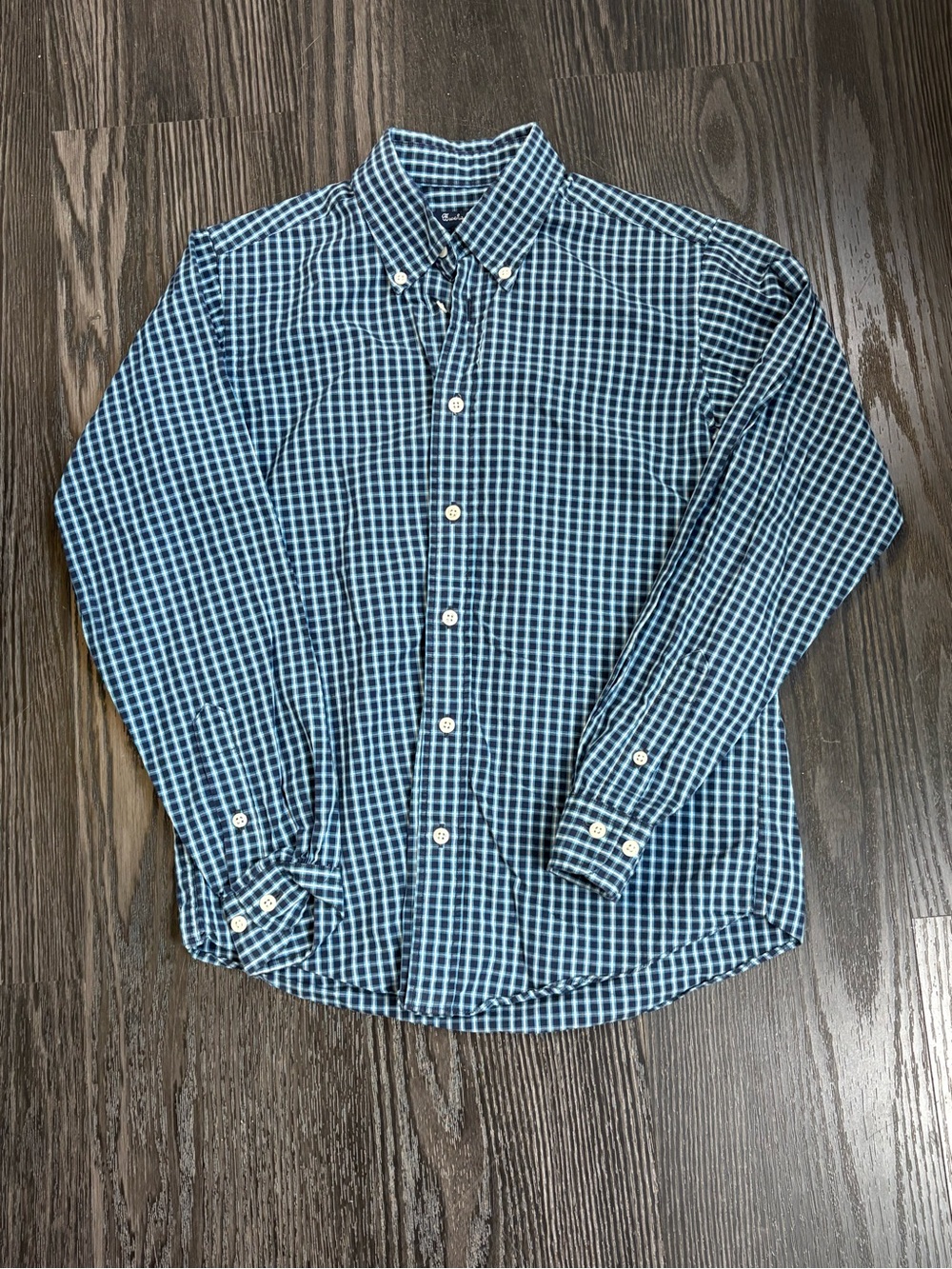 Brooks Brothers Fleece preppy M Blue Plaid Cotton Button Down Shirt casual